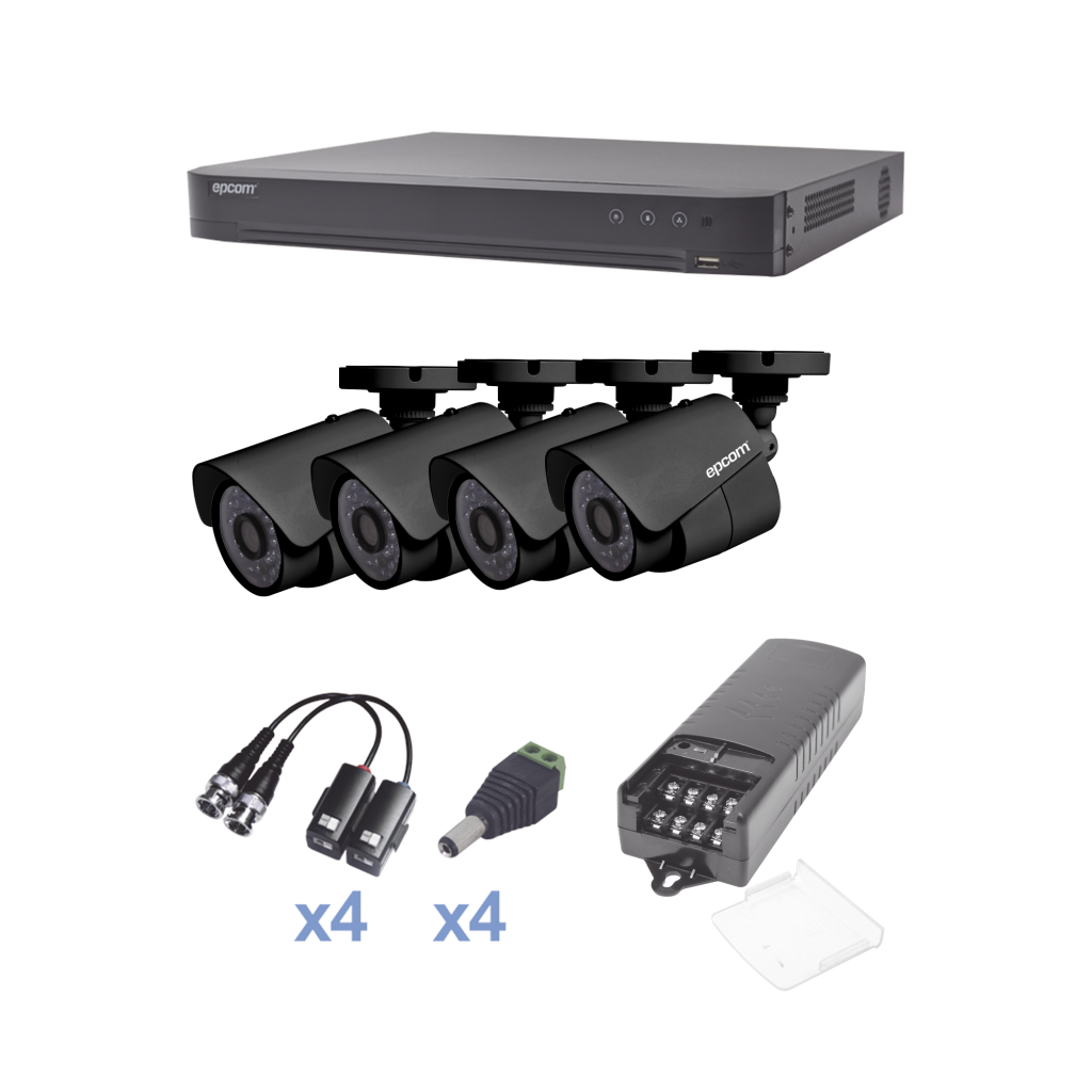 KIT TurboHD 1080p DVR 4 Canales 4 Cámaras Bala exterior 2 8 mm