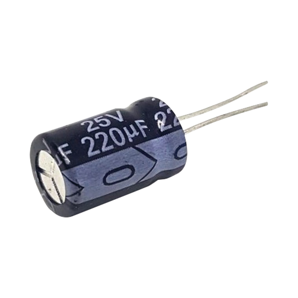 Capacitor Electrolítico Radial de Aluminio de 220 µFd a 25 Vcd. - SYSCOM 0220M0025V. Radiocomunicación SYSCOM 0220M0025V
