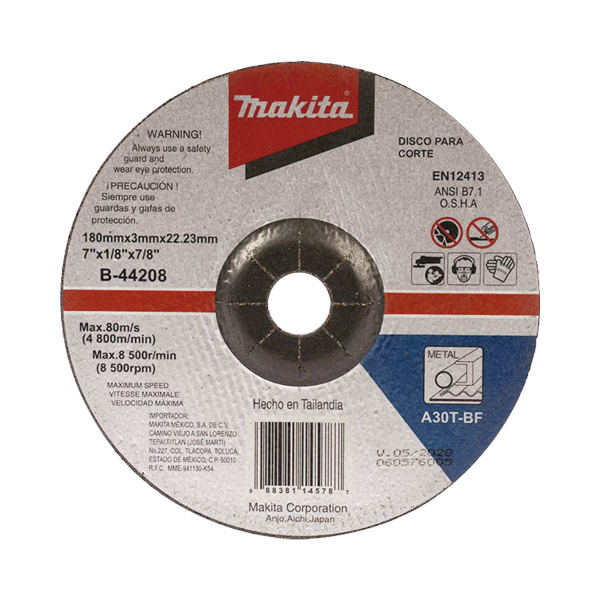 DISCO DE CORTE PARA METAL MAKITA 7" - MAKITA B44208. Automatización  e Intrusión MAKITA B44208