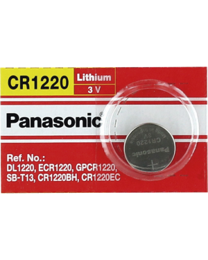 Batería de Litio tipo Moneda 3V / CR1220 / 35mAh - PANASONIC CR1220. Automatización  e Intrusión PANASONIC CR1220