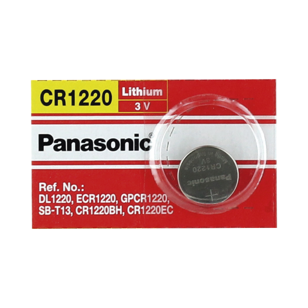 Batería de Litio tipo Moneda 3V / CR1220 / 35mAh - PANASONIC CR1220. Automatización  e Intrusión PANASONIC CR1220