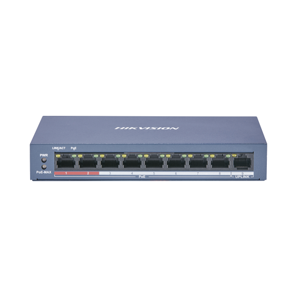 Switch PoE+ / 250m PoE Larga Distancia / 8 puertos Fast Ethernet 10/100 Mbps 802.3af/at (30W) +1 puerto 100 Mbps - HIKVISION DS-3E0109P-E/M(B). Videovigilancia HIKVISION DS-3E0109P-E/M(B)
