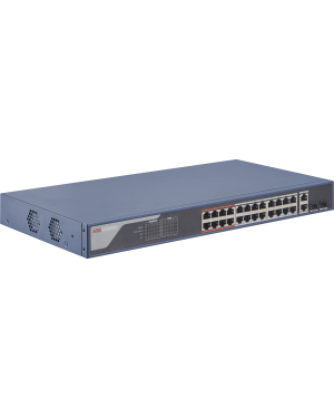 Switch PoE Administrable / 300 Metros LARGA DISTANCIA / Configuración WEB / 24 Puertos PoE 802.3 af/at  100 Mbps / 2 Puerto Gigabit / Compatible con Hik-Central - HIKVISION DS-3E1326P-EI. Videovigilancia HIKVISION DS-3E1326P-EI