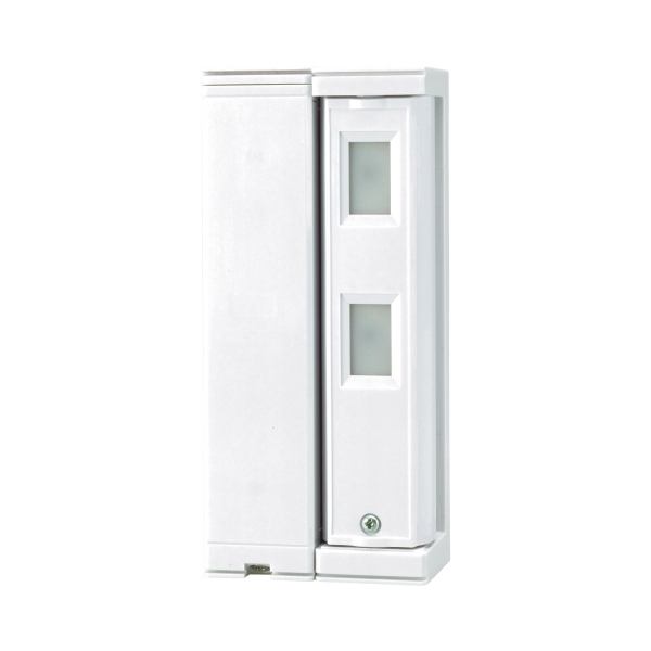 Sensor de Movimiento / Tipo Cortina / Ajuste de detección 2m o 5m / 100% Exterior / Inalambrico (Alimentación)/Compatible con cualquier panel de alarma / Proteja fachadas