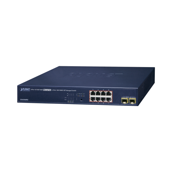 Switch administrable 8 Puertos Gigabit PoE 802.3at Extend Mode hasta 250 mts