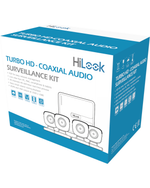 KIT TurboHD 1080p Lite / DVR 4 canales / Audio por Coaxitron / 4 Cámaras Bala de Policarbonato con Micrófono Integrado - HiLook by HIKVISION HL1080PS. Videovigilancia HiLook by HIKVISION HL1080PS