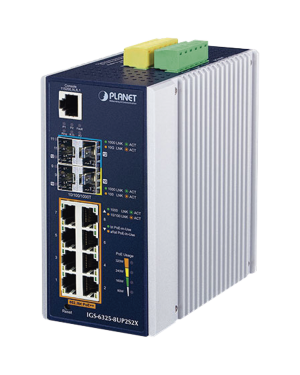 Switch Industrial Administrable L3 de 8 puertos Gigabit PoE 802.3bt + 2 puertos SFP