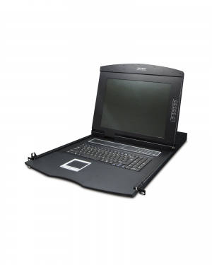 Monitor con teclado y trackpad KVM para Rack de 1U de 8 puertos VGA - PLANET KVM-210-08M. Videovigilancia PLANET KVM-210-08M