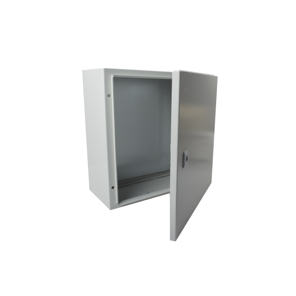 Gabinete de Acero IP66 Uso en Intemperie (400 x 400 x 200 mm) con Placa Trasera Interior y Compuerta Inferior Atornillable (Incluye Chapa y Llave). - PRECISION PST-4040-20A. Radiocomunicación PRECISION PST-4040-20A
