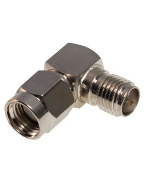 Adaptador en Angulo Recto de conector SMA Macho Inverso a SMA Hembra. - RF INDUSTRIES