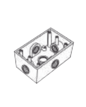 Caja Condulet FS de 1/2" ( 12.7 mm) con cinco bocas a prueba de intemperie. - RAWELT RR-0285. Videovigilancia RAWELT RR-0285