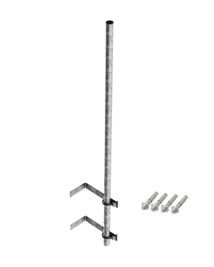 Mástil de 3 m de 1-1/4" diámetro ced. 30 con Herrajes para Sujeción a Pared. - SYSCOM TOWERS SMR-P1. Radiocomunicación SYSCOM TOWERS SMR-P1
