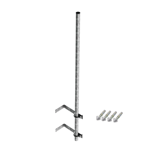 Mástil de 3 m de 1-1/4" diámetro ced. 30 con Herrajes para Sujeción a Pared. - SYSCOM TOWERS SMR-P1. Videovigilancia SYSCOM TOWERS SMR-P1