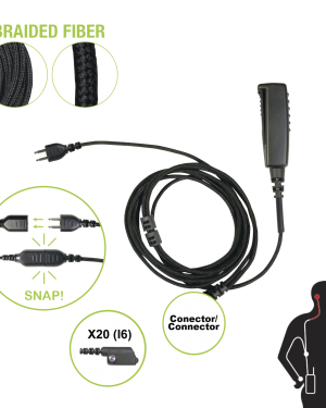 Cable para Micrófono audífono SNAP intercambiable con conector para Radios Icom IC-F3216/4261DS/DT
