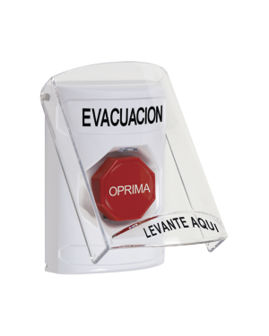 Botón de Evacuación con Tapa Protectora de Policarbonato Súper Resistente y Restablecimiento con Llave - STI SS-2322-EV-ES. Automatización  e Intrusión STI SS-2322-EV-ES