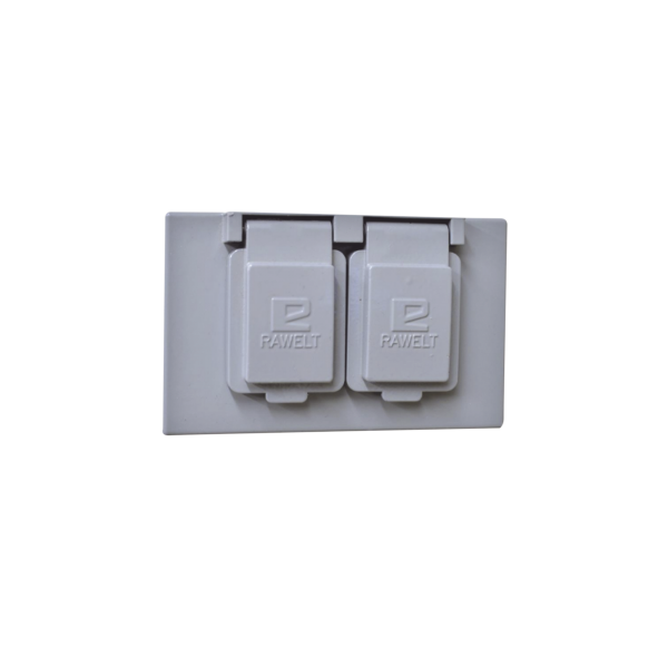 Tapa rectangular dúplex horizontal con  contratapa con mecanismo de auto-cierre de aluminio para uso de interiores y exteriores tipo RR. - RAWELT TR-0611. Videovigilancia RAWELT TR-0611