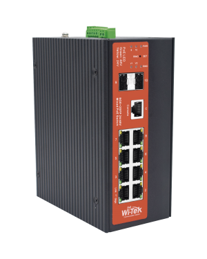 Switch Industrial PoE (24/48 V Ajustable) Administrable Capa 2 de 8 puertos 10/100/1000 Mbps + 2 SFP Gigabit