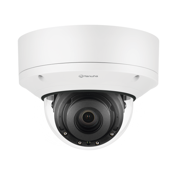 Cámara IP Tipo Domo Interior 6MP / Lente Motorizado 2.8 - 8.4mm / WDR 120db / IP66 / IK08 / H.265 & WiseStream - Hanwha Techwin Wisenet XND-8082RV. Videovigilancia Hanwha Techwin Wisenet XND-8082RV