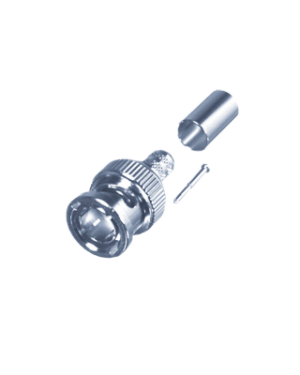 Conector BNC macho de anillo plegable para cable RG-6. 3 piezas; cuerpo de 27 mm